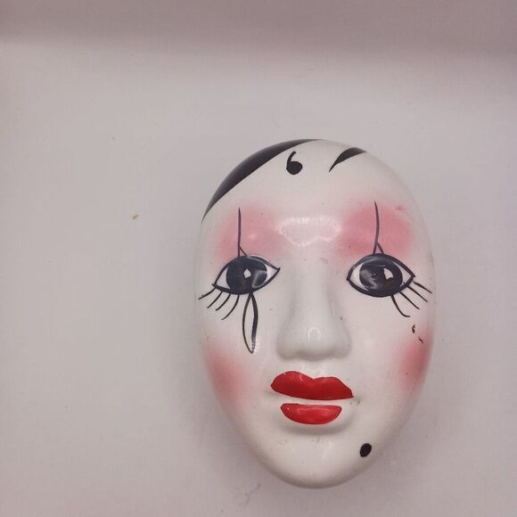 Harlequin Mask Hand Painted Lidded Trinket Box Taiwan 3.5" x 2.5" x 2.5" - READ - Picture 7 of 15